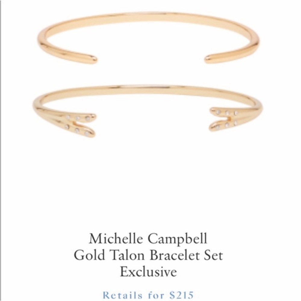 Michelle Campbell Gold Talon Bracelet Set Gold Cuff Bangles Stackable Designer